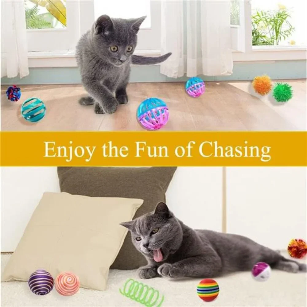 Cat Toys Kitten Assortment - Rainbow, Crinkle, Sparkle, Bell & Sisal